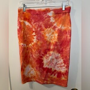 Hand Tie-Dyed Vibrant Pink and Orange Skirt